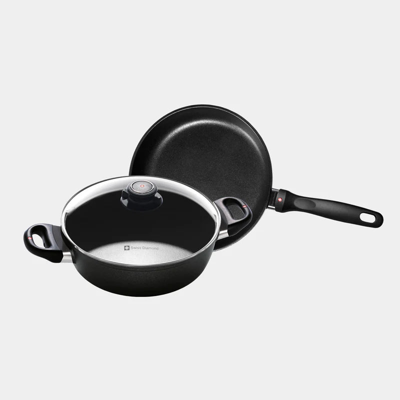 Swiss Diamond - 3 Pc. XD Nonstick Induction Fry Pan & Casserole w/Glass Lid Set