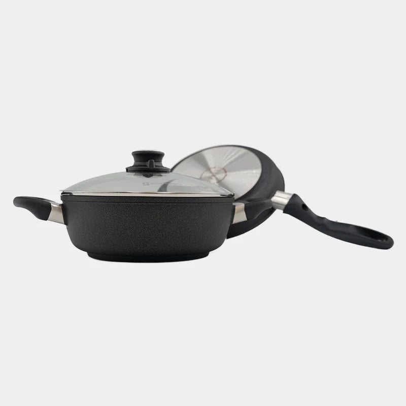 Swiss Diamond - 3 Pc. XD+ Diamond Nonstick Induction Fry Pan & Casserole w/Glass Lid Set