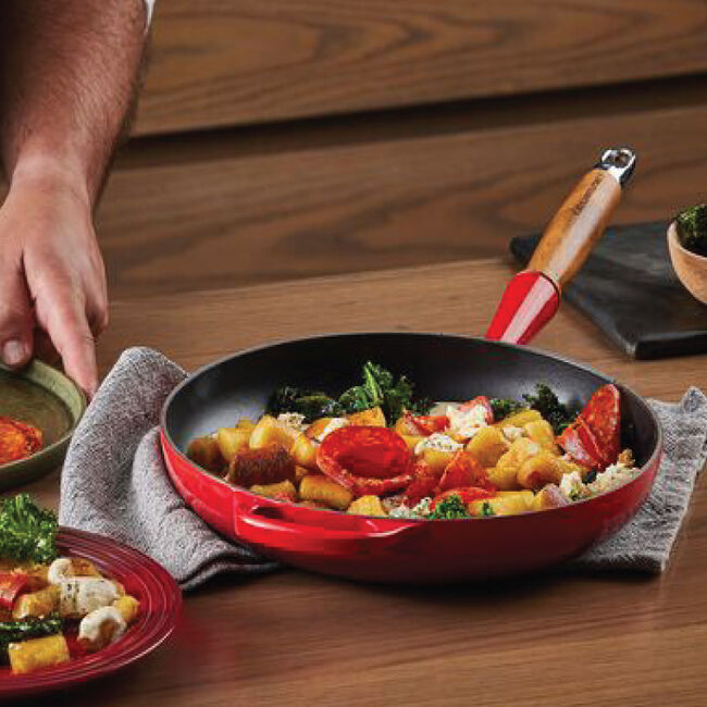 Le Creuset 10 1/4" Signature Round Enameled Cast Iron Alphine Wood Handle Fry Pan - Artichaut