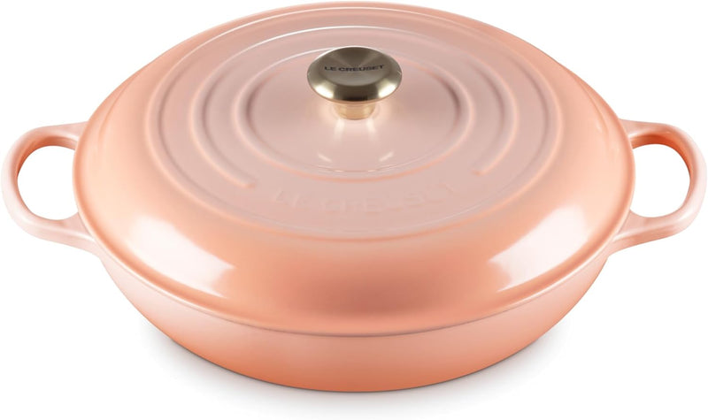 Le Creuset 5 Qt. Signature Braiser w/Gold Knob - Peche