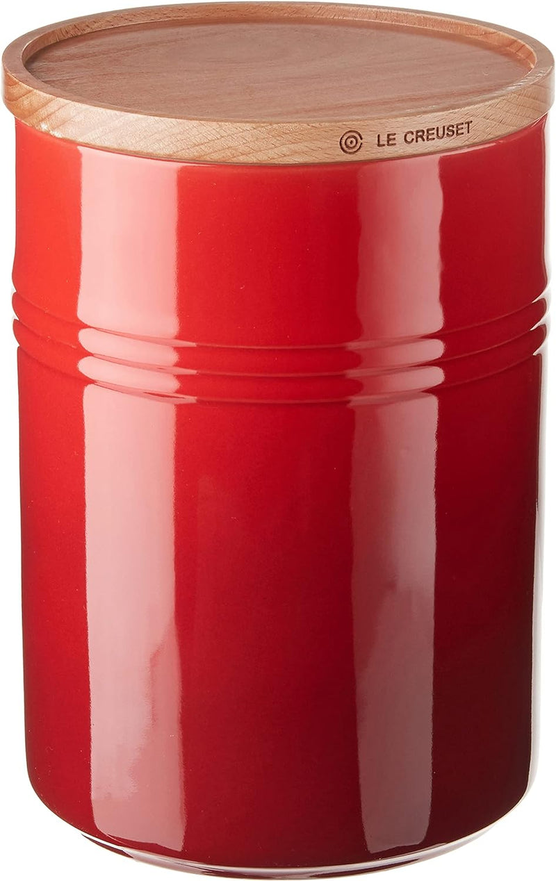 Le Creuset 2 1/2 Qt. (5.5" diameter) Canister w/Wood Lid - Cerise