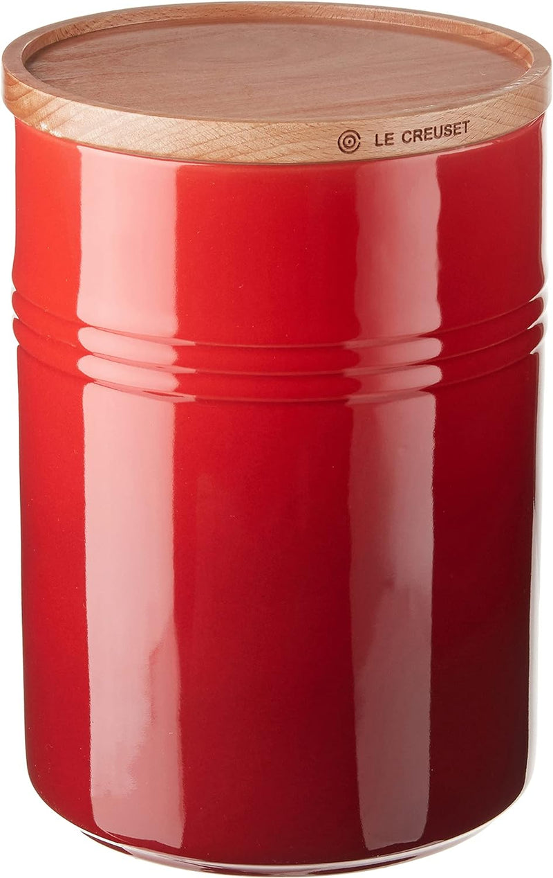 Le Creuset 2.5 Qt. (5.5" diameter) Canister w/Wood Lid - Cerise