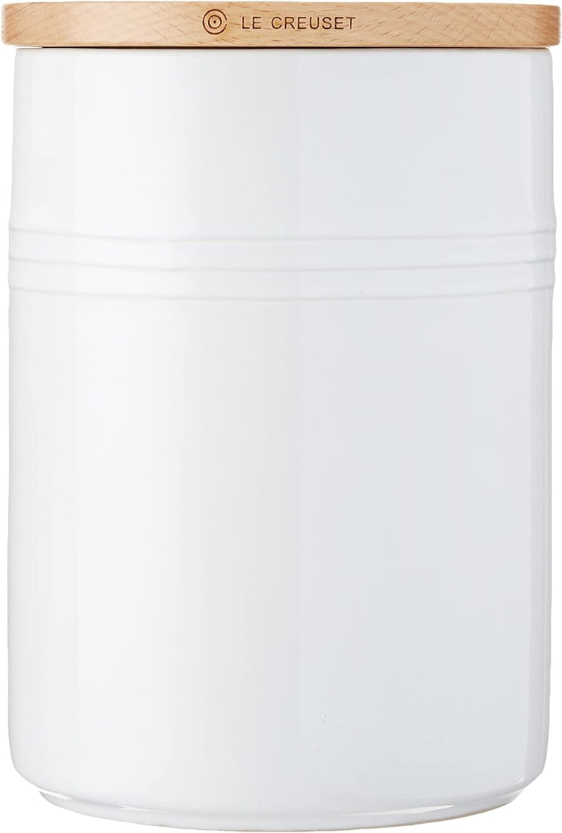 Le Creuset 2 1/2 Qt. (5.5" diameter) Canister w/Wood Lid - White