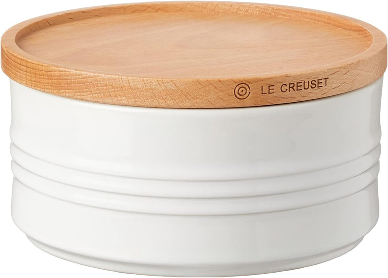 Le Creuset 23 oz. (5.5" diameter) Canister w/Wood Lid - White