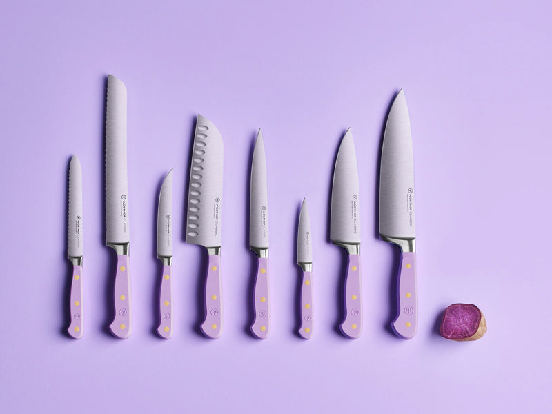 Wusthof Classic Purple Yam - 8 Pc. Knife Block Set, White- Personalized Engraving Available
