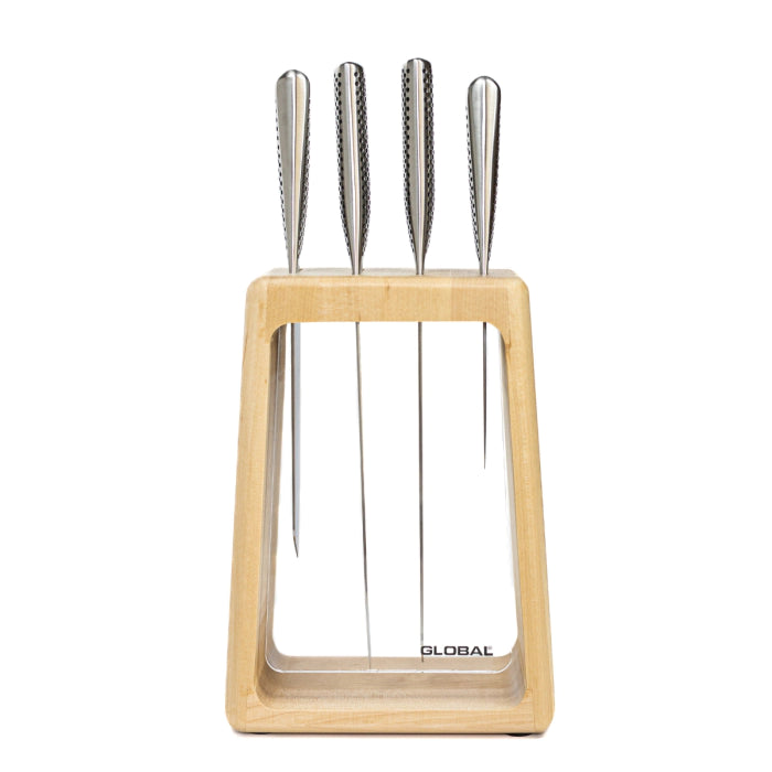 Global G-79670 - 5 Pc. Hashira Knife Block Set, Maple