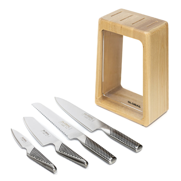 Global G-79670 - 5 Pc. Hashira Knife Block Set, Maple