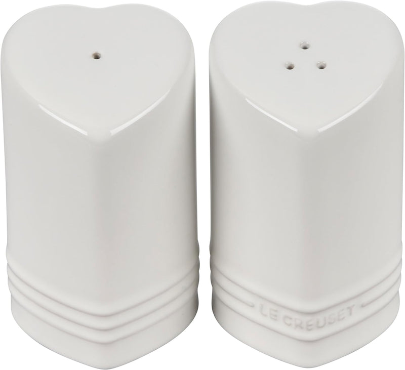 Le Creuset 4 oz. Stoneware Figural Heart Salt & Pepper Shaker Set - White