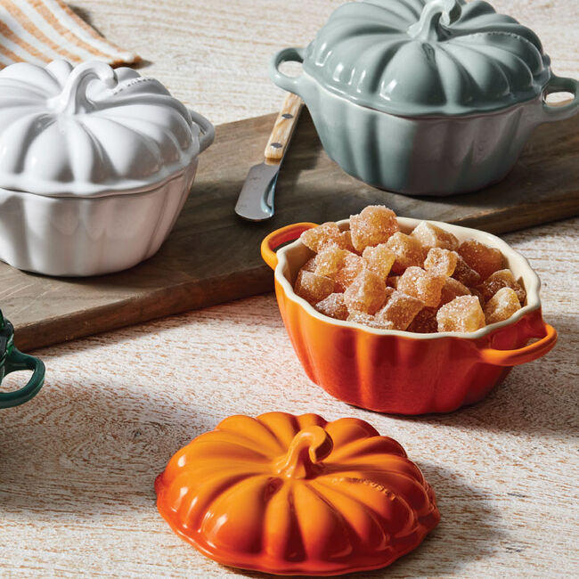 Le Creuset 12 oz. Stoneware Figural Pumpkin Petite Cocotte - White