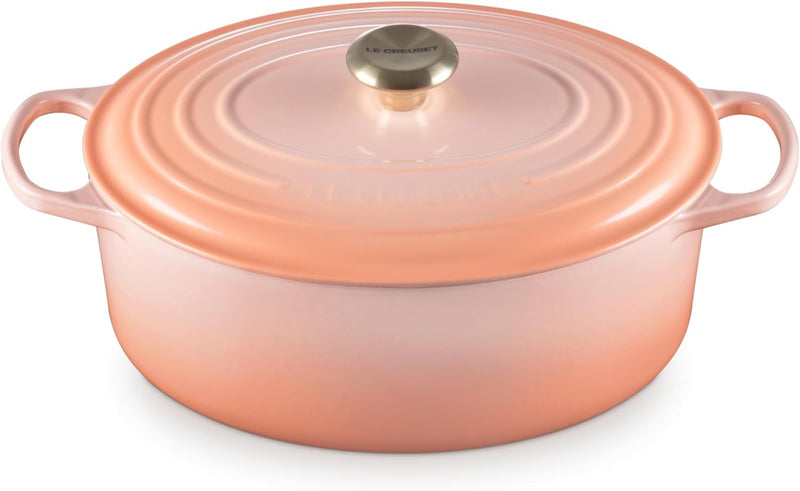 Le Creuset 6 3/4 Qt. Signature Oval Dutch Oven w/Gold Knob - Peche