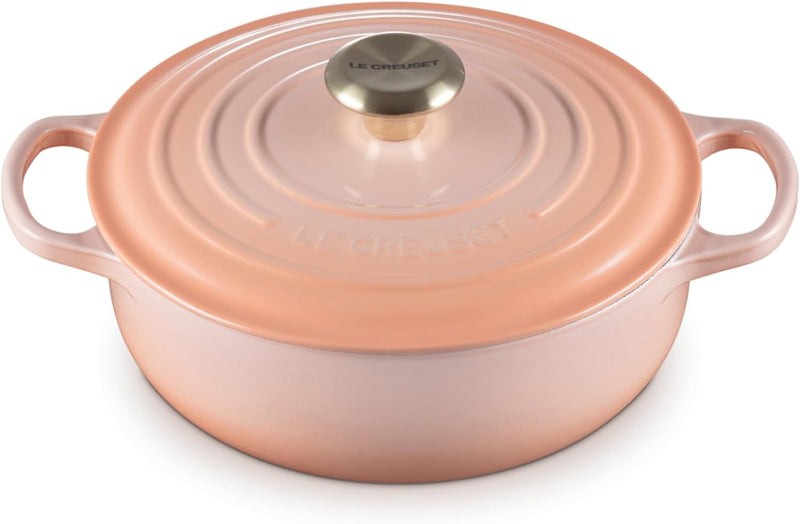 Le Creuset 3 1/2 Qt. Signature Sauteuse w/Gold Knob -  Peche