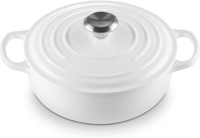 Le Creuset 3 1/2 Qt. Signature Sauteuse w/Stainless Steel Knob - White