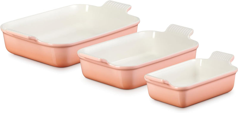 Le Creuset Set of 3 Heritage Rectangular Dishes - Peche