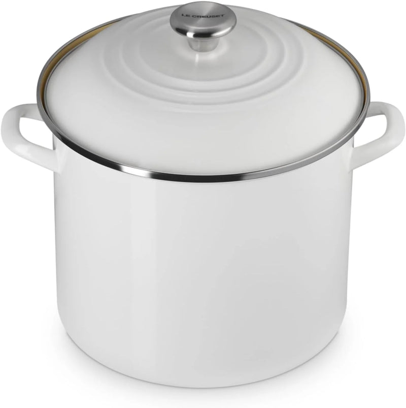 Le Creuset 12 Qt. Traditional Stockpot w/SS Knob - White