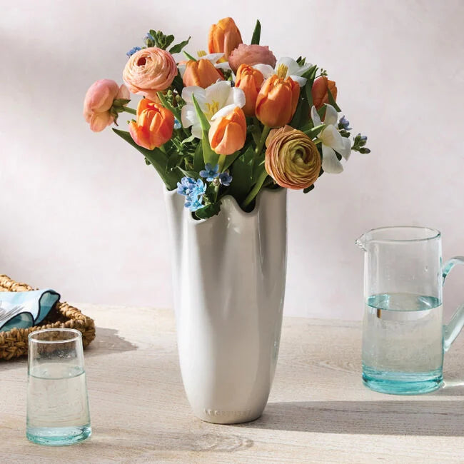 Le Creuset 12" Iris Ruffle Vase - White