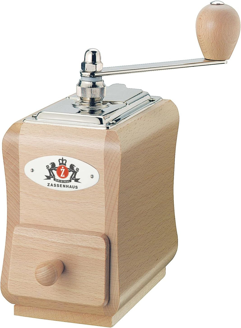 Zassenhaus "Santiago" Coffee Mill, Natural Beechwood - 3.5" x 5.5" x 7.8"