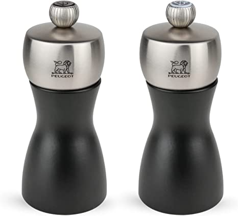 Peugeot Fidji Pepper and Salt Mill Set Black Wood/Stainless - 12cm/5"