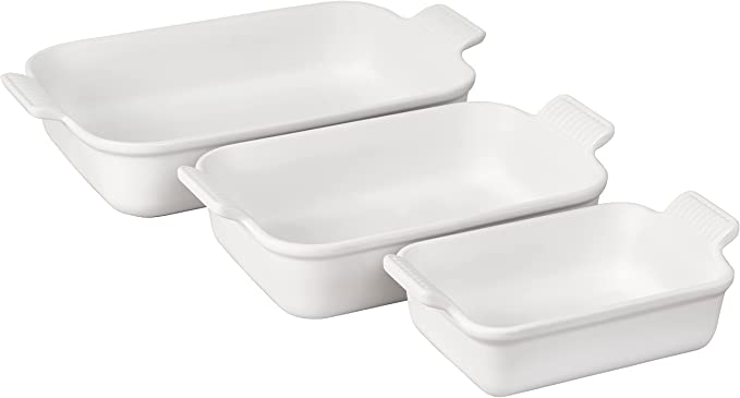 Le Creuset Set of 3 Heritage Rectangular Dishes - White