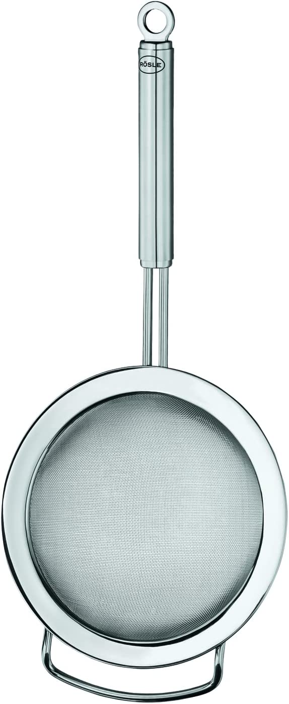 Rosle Stainless Steel Round Handle Kitchen Strainer, Fine Mesh - 9.5"