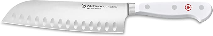 Wusthof Classic White - 7" Santoku Knife w/Hollow Edge- Personalized Engraving Available