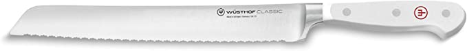 Wusthof Classic White - 9" Double Serrated Bread Knife- Personalized Engraving Available