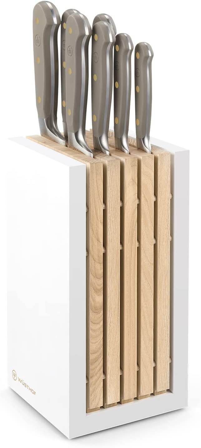 Wusthof Classic Velvet Oyster - 8 Pc. Knife Block Set, White- Personalized Engraving Available