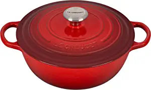 Le Creuset 7 1/2 Qt. Signature Enameled Cast Iron Chef's Oven w/Stainless Steel Knob - Cerise- Personalized Engraving Available