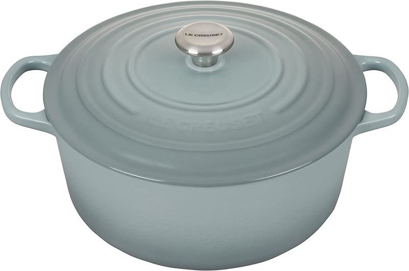 Le Creuset 9 Qt Signature Round Dutch Oven w/Stainless Steel Knob - Sea Salt- Personalized Engraving Available