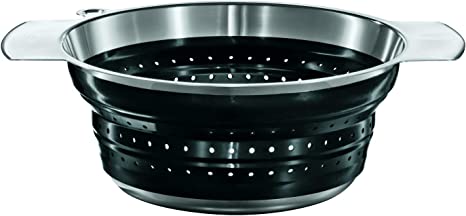 Rosle Stainless Steel Foldable Colander, Black - 9.4"