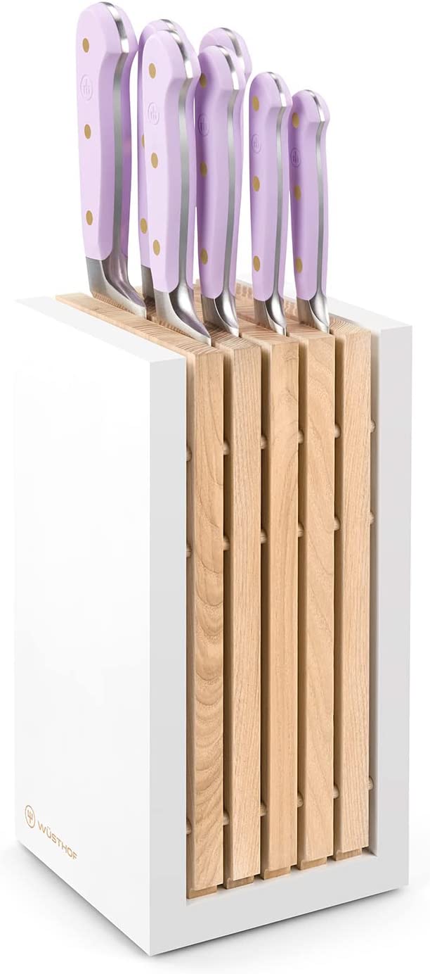 Wusthof Classic Purple Yam - 8 Pc. Knife Block Set, White- Personalized Engraving Available