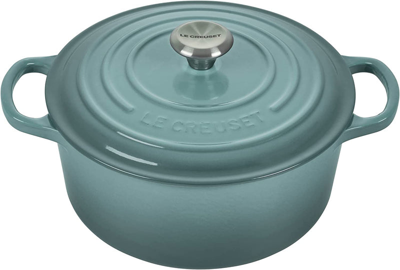 Le Creuset 4 1/2 Qt. Signature Round Dutch Oven w/Stainless Steel Knob - Sea Salt- Personalized Engraving Available