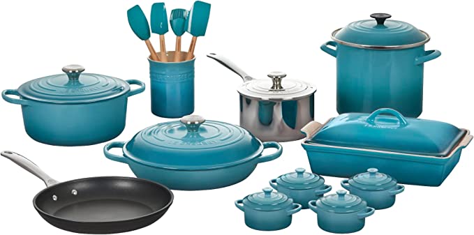 Le Creuset 20-Piece Mixed Material Cookware Set - Caribbean