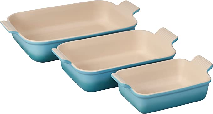 Le Creuset Set of 3 Heritage Rectangular Dishes - Caribbean