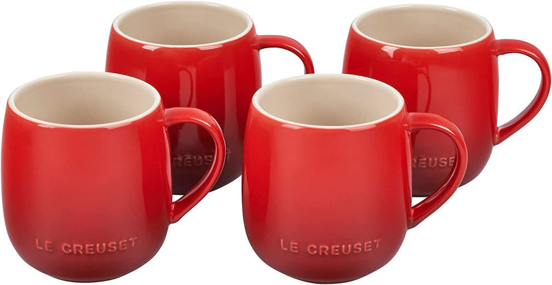 Le Creuset Set of 4 - 13 oz. Heritage Mugs - Cerise
