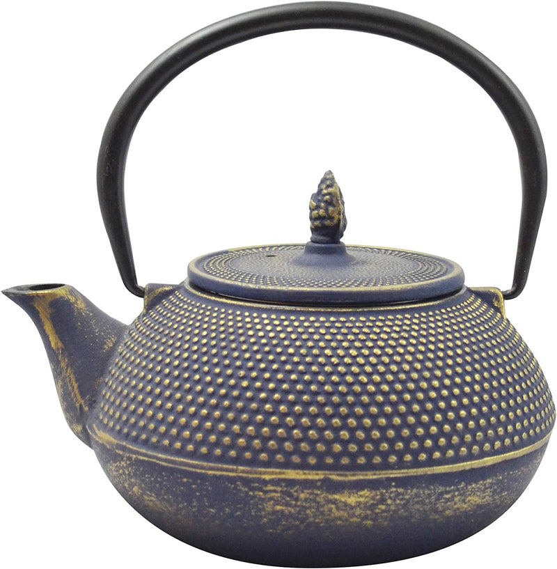 Ja by Frieling Arare Cast Iron Teapot with Stainless Steel Infuser 40 oz - Blue/Gold