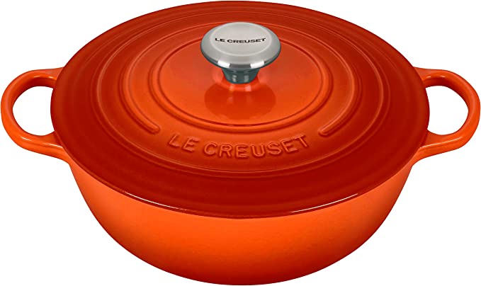 Le Creuset 7 1/2 Qt. Signature Enameled Cast Iron Chef's Oven w/Stainless Steel Knob - Flame- Personalized Engraving Available