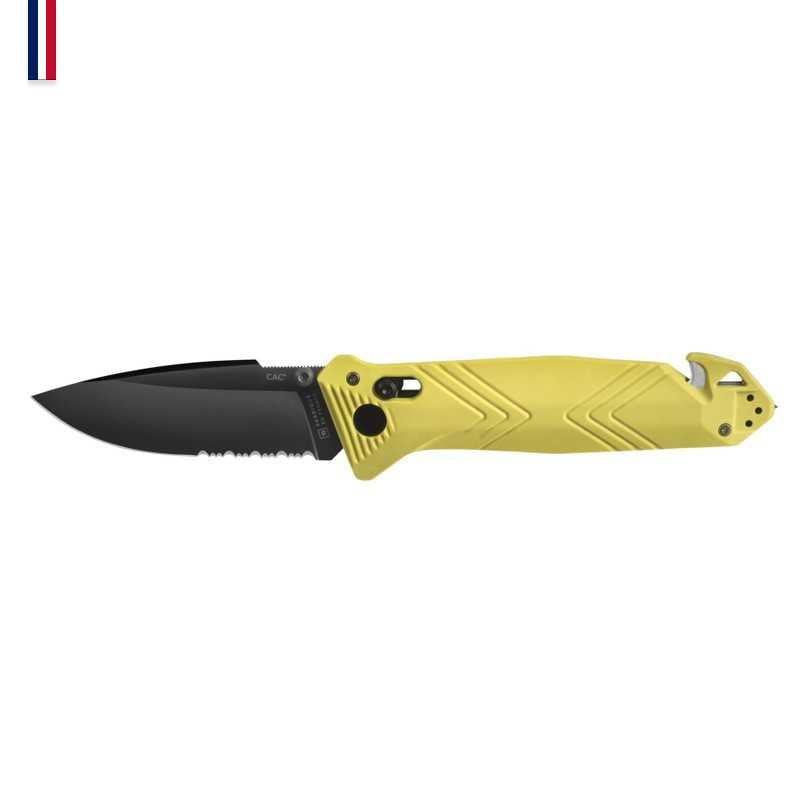 TB C.A.C. French Army Knife - PA6 Handle - Serrated - Yellow