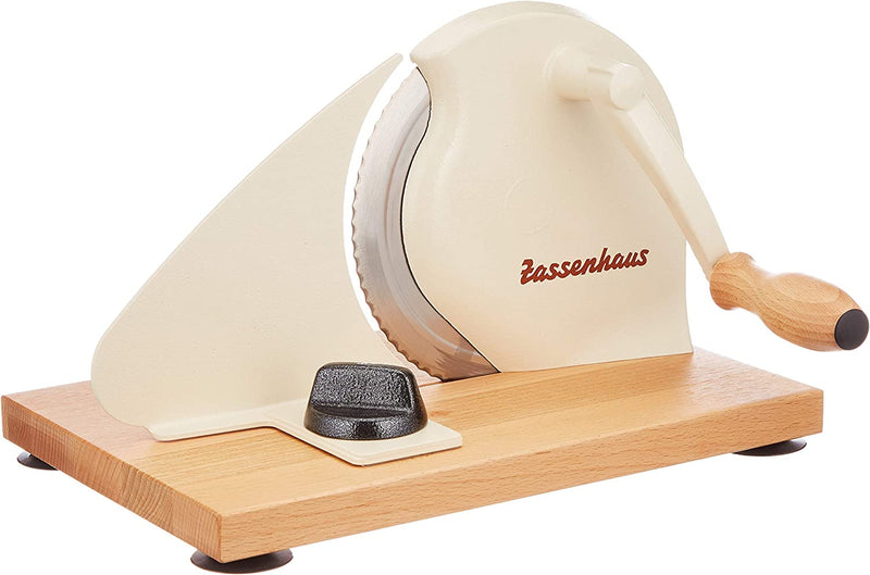 Zassenhaus Manual Bread Slicer Classic Hand Crank 11.75 in by 8 in - Cream