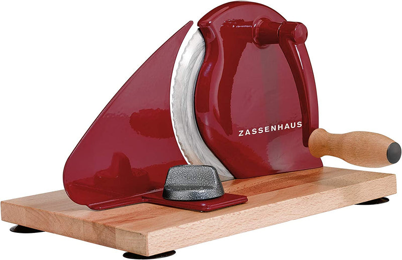 Zassenhaus Manual Bread Slicer Classic Hand Crank 11 3/4" x 8" - Red