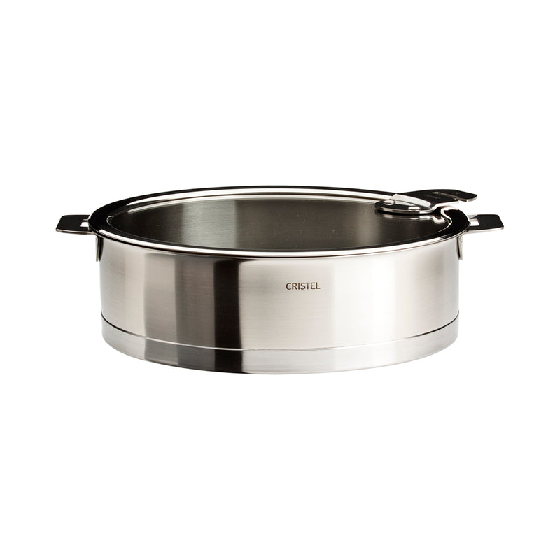 CRISTEL 3-Ply Stainless Steel Saucepan Set (14, 16, 18 and 20cm) with 3 x  Flat Glass Lids and 2 x Detachable Handles