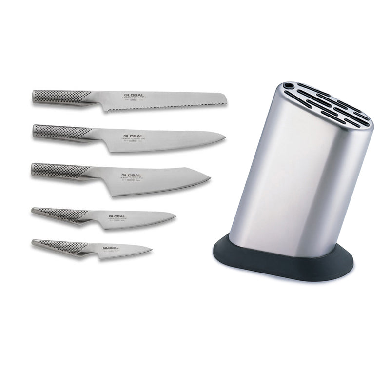 Global G-835/WS - 6 Pc Knife Block Set