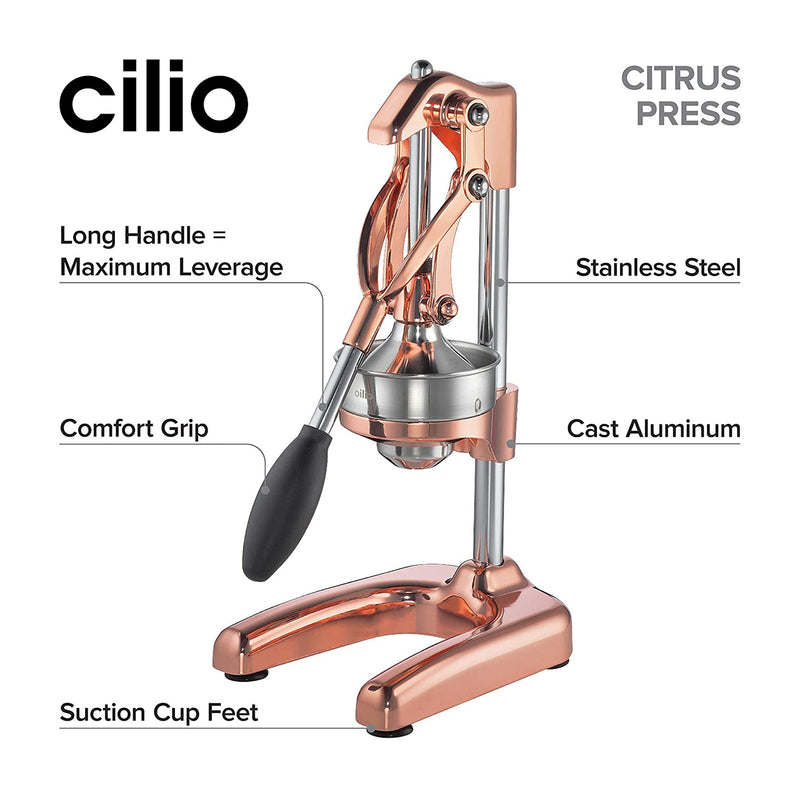 Cilio Commercial Grade Citrus Press -  Silver Polished