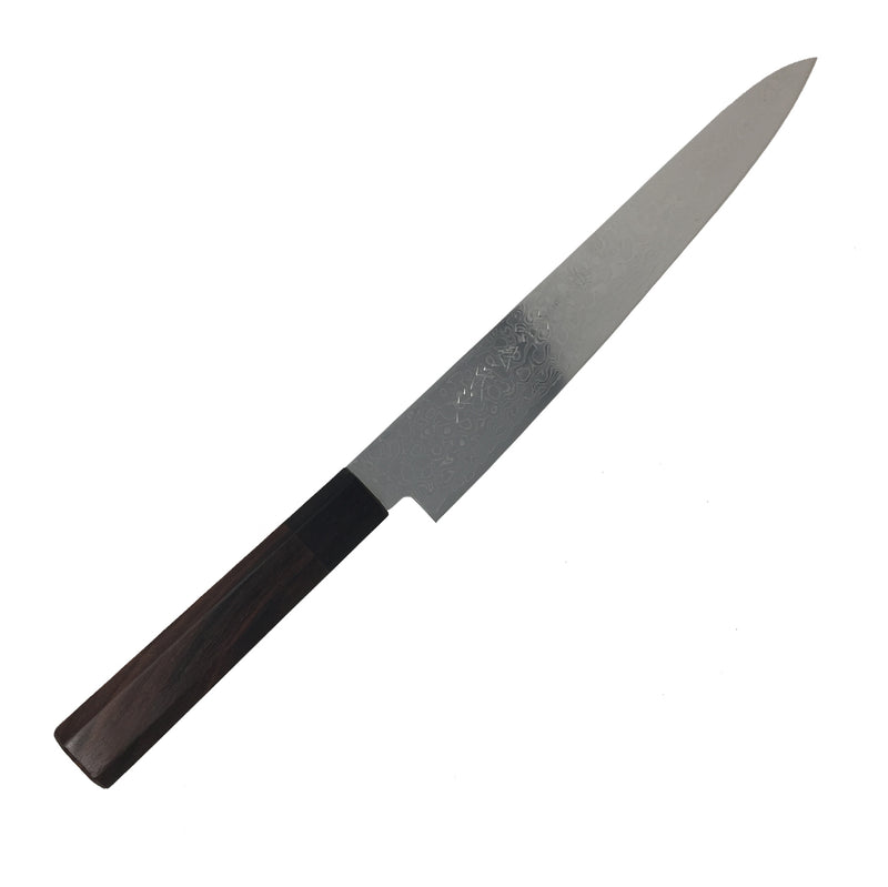 Kikuichi Nickel Sweden Warikomi Damascus - 9.5" Sujihiki Knife