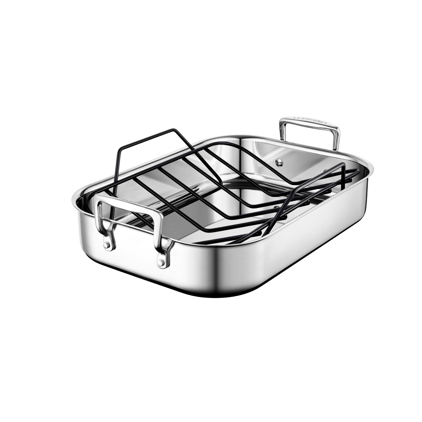 Le Creuset Small Stainless Steel Roasting Pan with Nonstick Rack