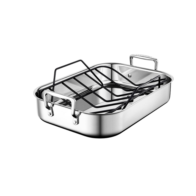 Le Creuset 14" x 10" Small Roasting Pan w/Nonstick Rack - Stainless Steel