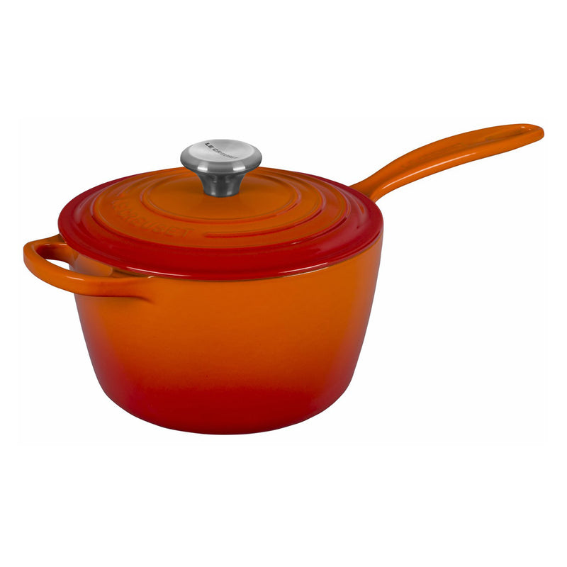 Le Creuset 2 1/4 Qt. Signature Saucepan w/Stainless Steel Knob - Flame- Personalized Engraving Available