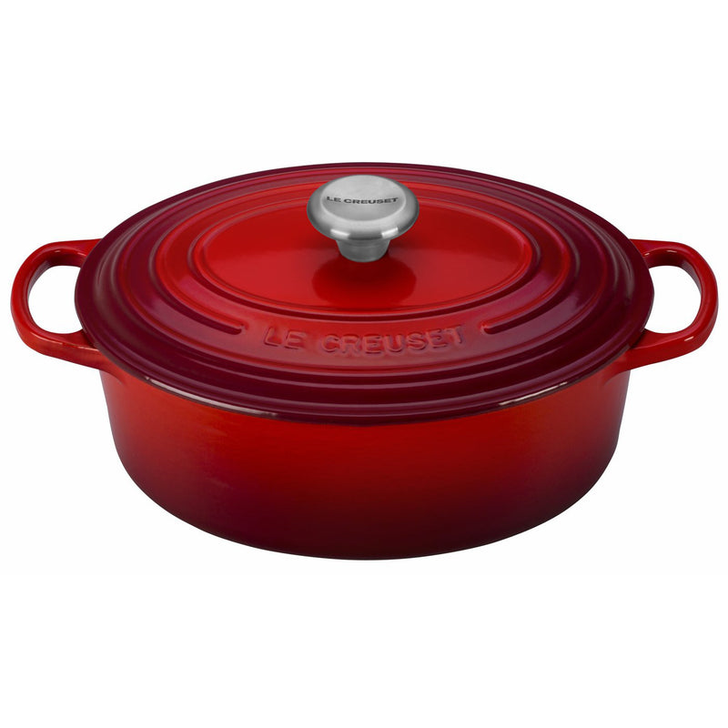 Le Creuset 2 3/4 Qt. Signature Oval Dutch Oven w/Stainless Steel Knob - Cerise- Personalized Engraving Available