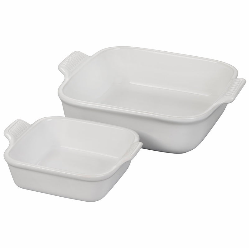 Le Creuset Set of 2 Heritage Square Dishes - White