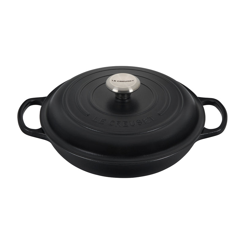 Le Creuset 2 1/4 Qt. Signature Braiser w/Stainless Steel Knob - Licorice- Personalized Engraving Available