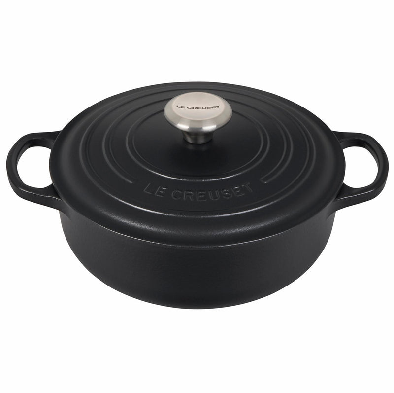 Le Creuset 3 1/2 Qt. Signature Sauteuse w/Stainless Steel Knob - Licorice- Personalized Engraving Available